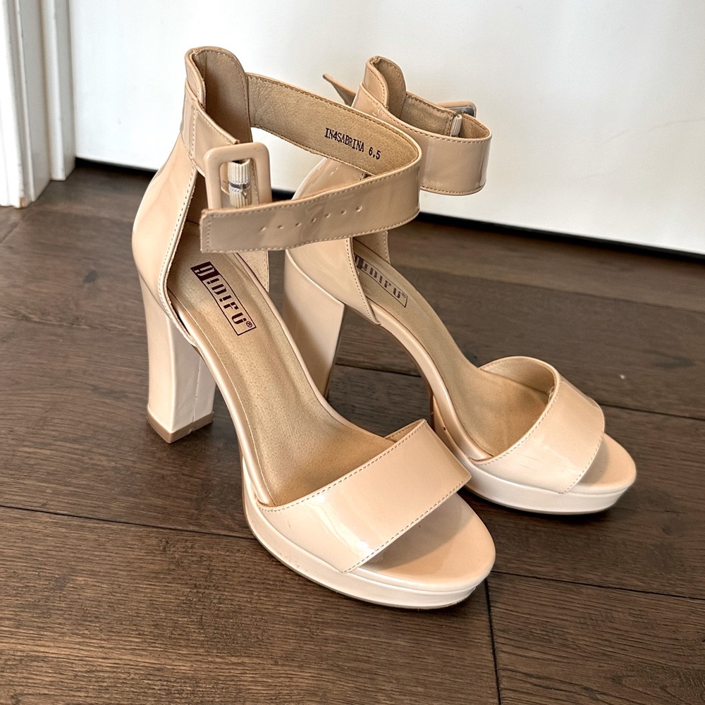 Elegant Beige Platform Heels